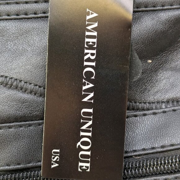 American Unique Black Patterned Genuine Leather Rectangular Handbag with Strap - Picture 4 of 6